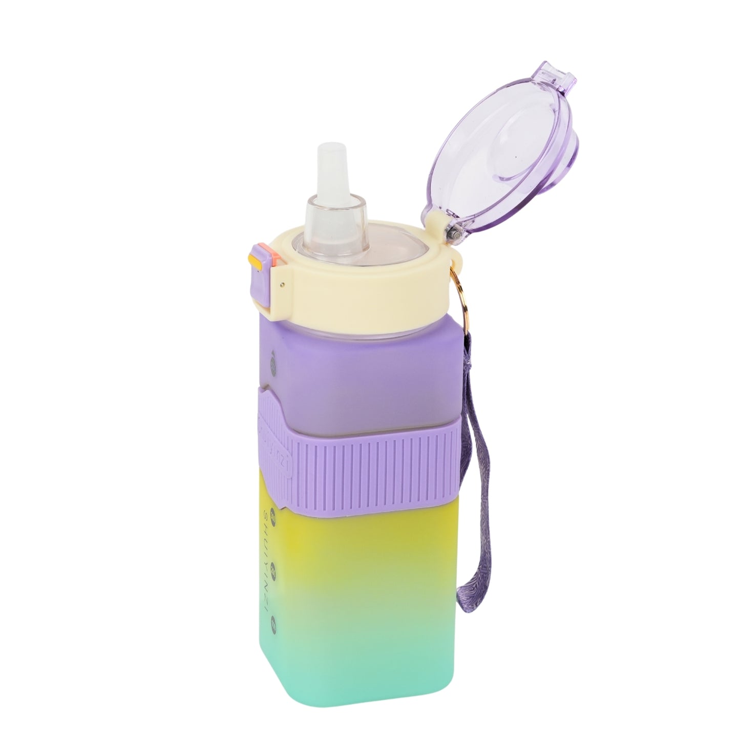 Multicolor square water bottle fitness gym water bottle with straw