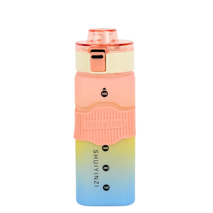 Multicolor square water bottle fitness gym water bottle with straw