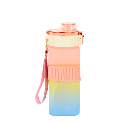 Multicolor square water bottle fitness gym water bottle with straw