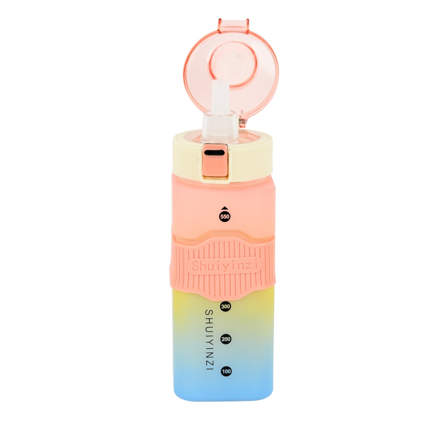 Multicolor square water bottle fitness gym water bottle with straw