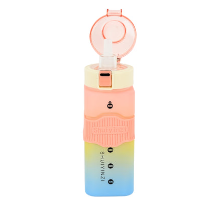 Multicolor square water bottle fitness gym water bottle with straw