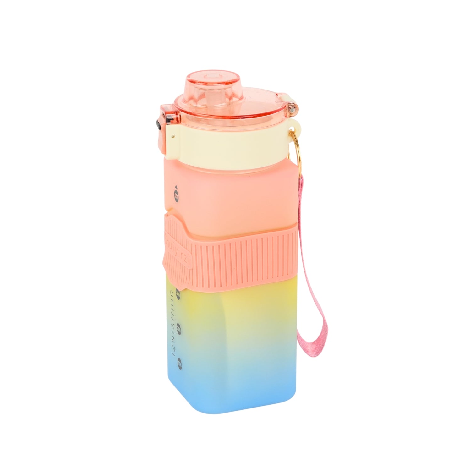 Multicolor square water bottle fitness gym water bottle with straw