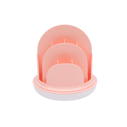 360-degree rotating makeup and lipstick organizer with a dustproof lid