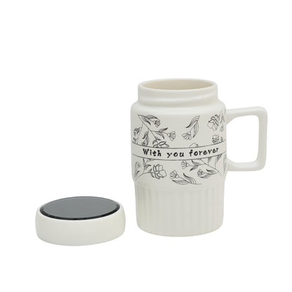 "With You Forever" Premium Ceramic Coffee Mug with Mirror Lid