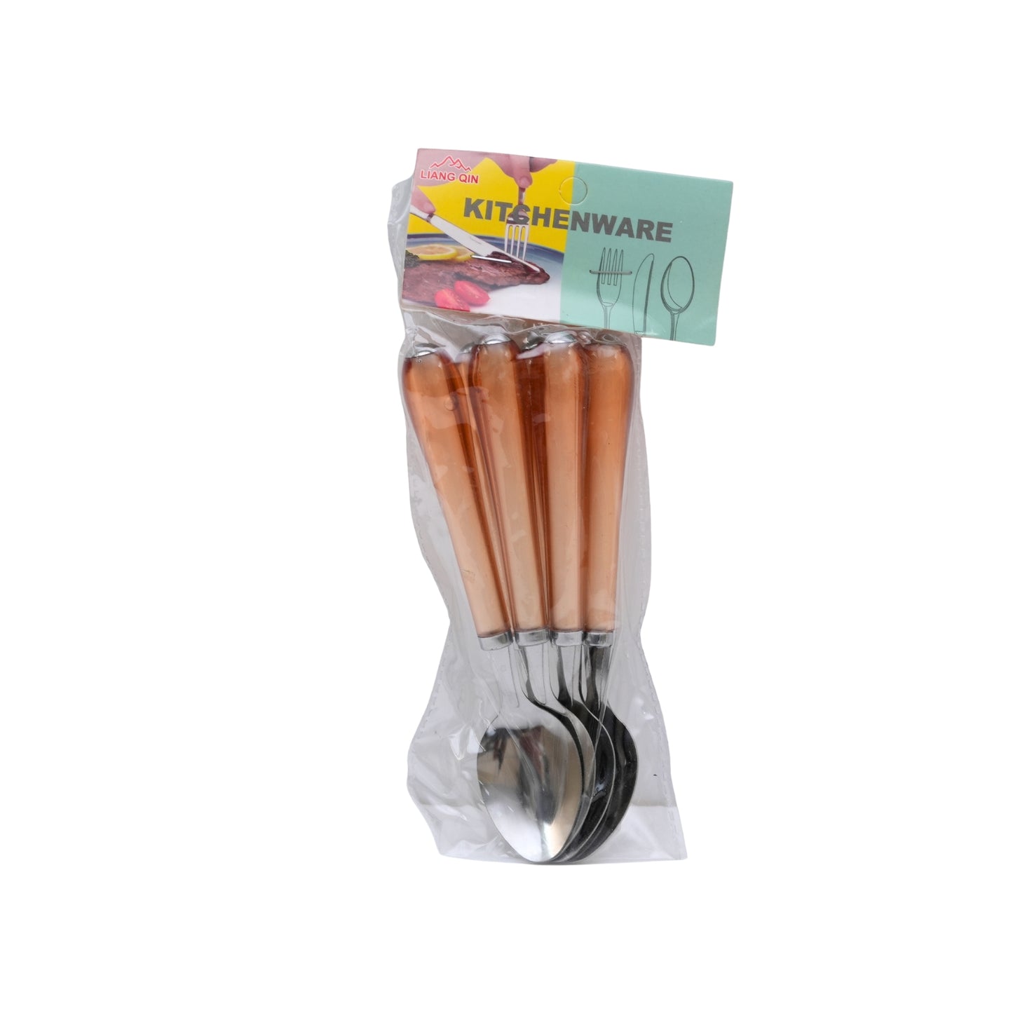 Modern Amber Resin Handle Stainless Steel Spoon Set