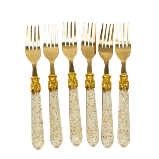 Premium Golden Diamond Cut Spoon Set (Pack of 6)