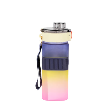 Multicolor square water bottle fitness gym water bottle with straw