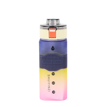 Multicolor square water bottle fitness gym water bottle with straw