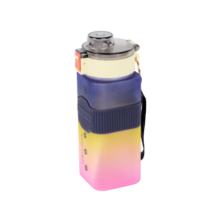 Multicolor square water bottle fitness gym water bottle with straw