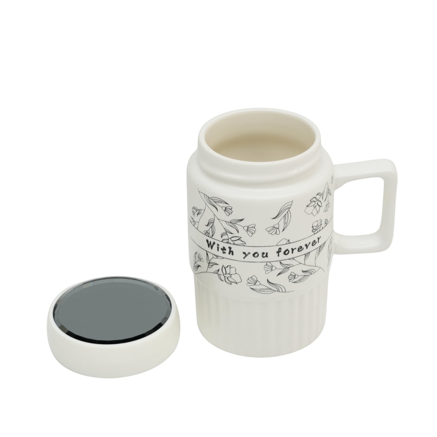 "With You Forever" Premium Ceramic Coffee Mug with Mirror Lid