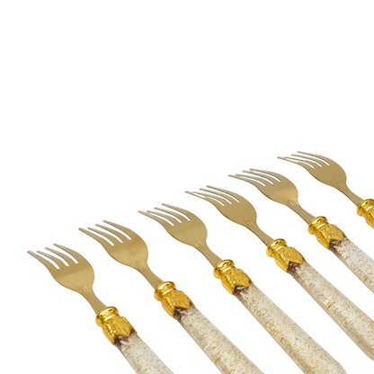 Premium Golden Diamond Cut Spoon Set (Pack of 6)