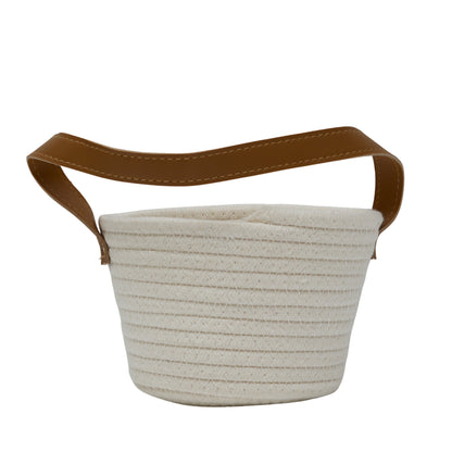 Cotton rope storage basket with handle