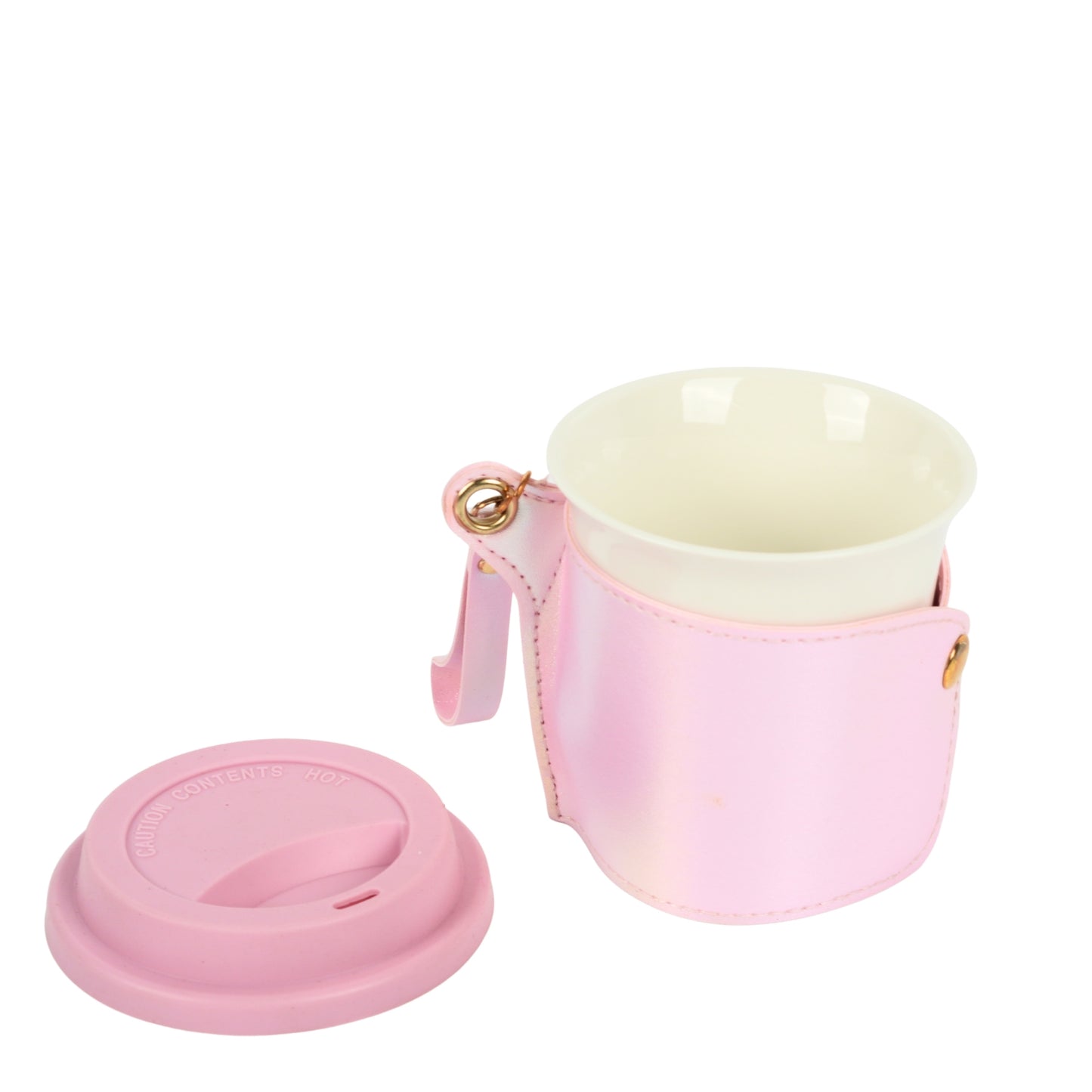 Ceramic Coffee Sipper With Leather Cover