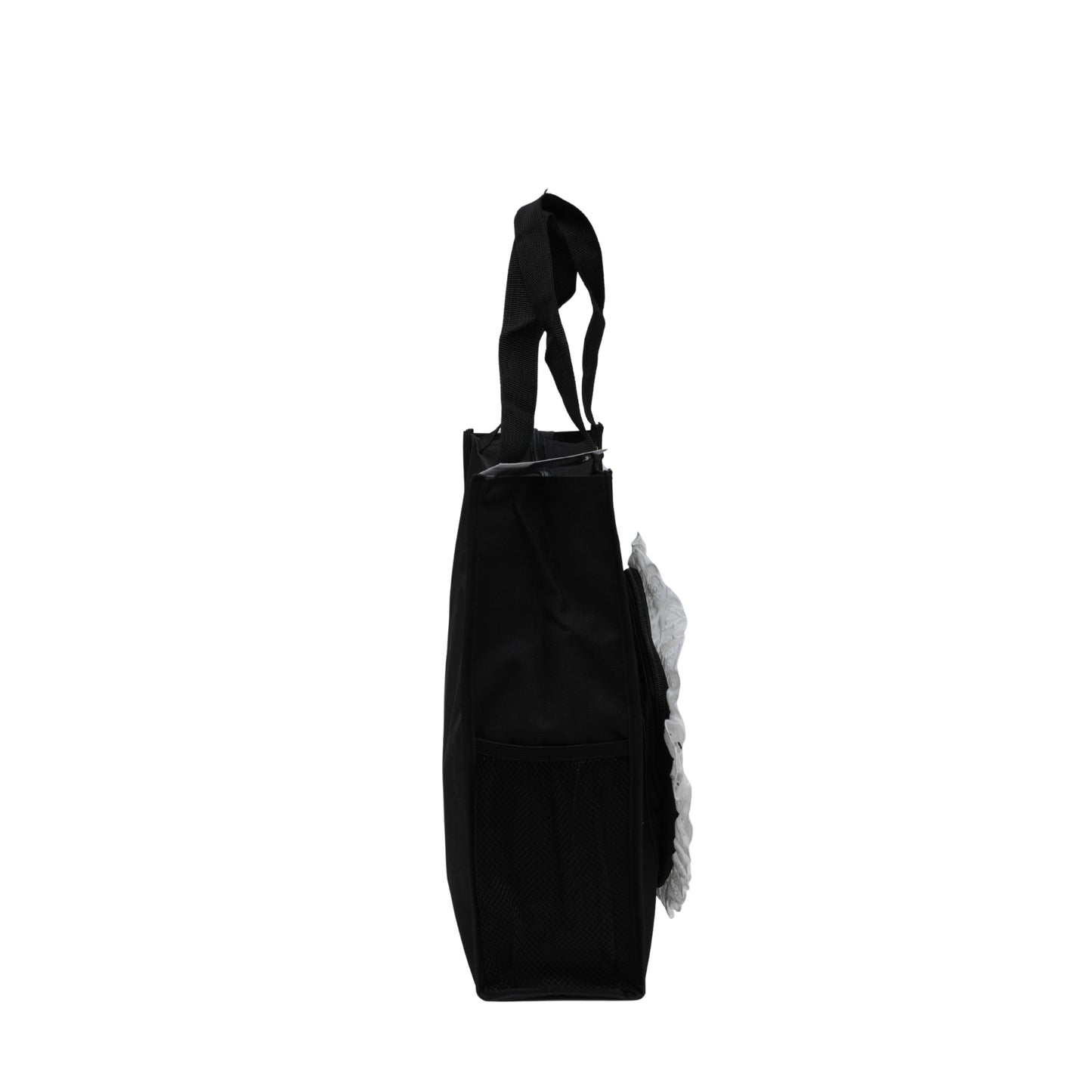 Black heart with fur tote bag