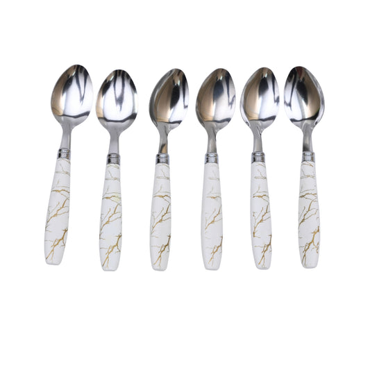 Marble Ceramic Handle Stainless Steel Table Spoon Set (pack of 6)
