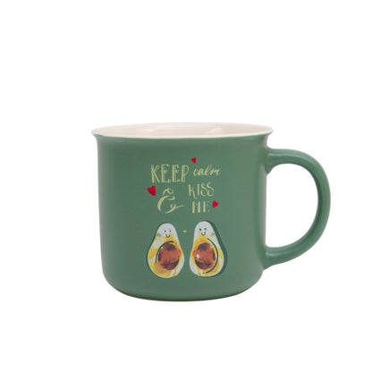Couple avocado bone india coffee cup