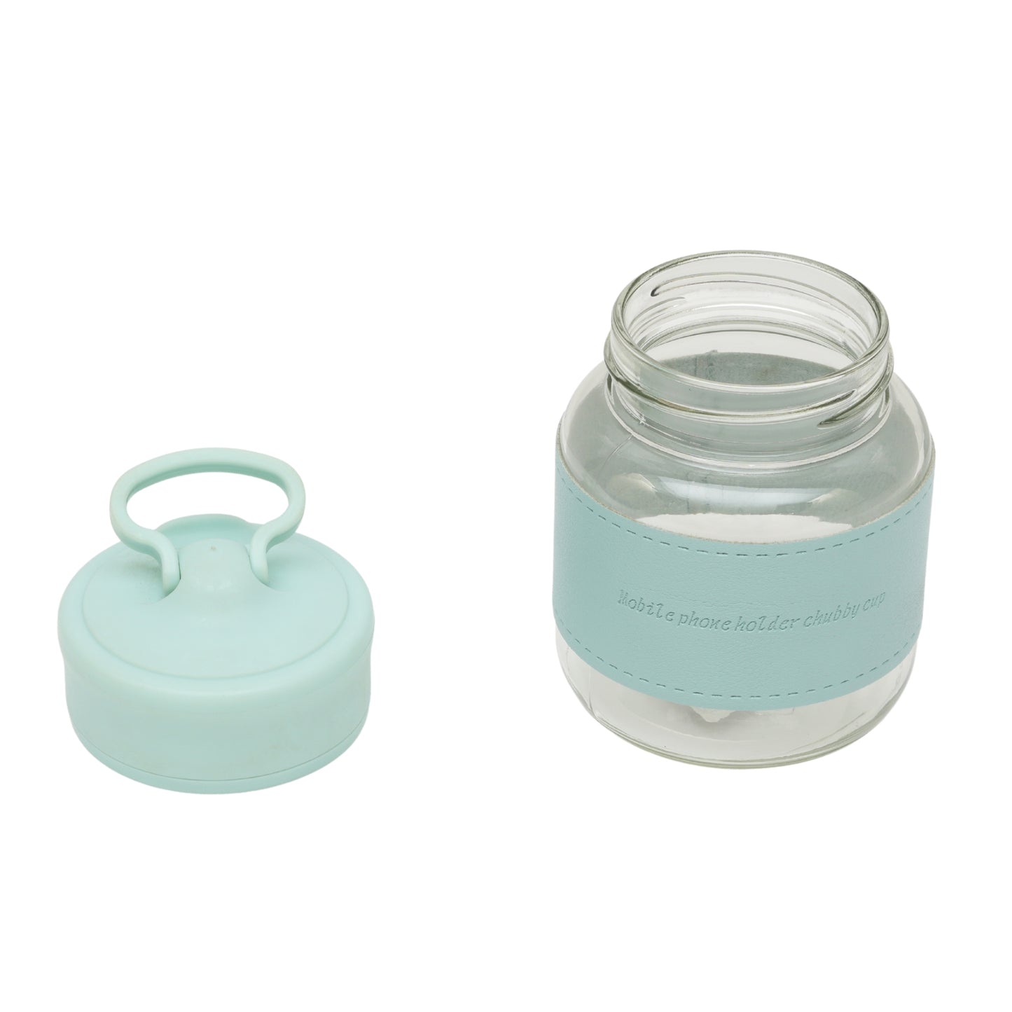 Chubby cute glass mug with holder