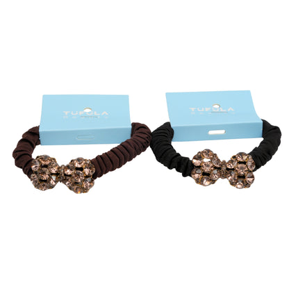 Mini Elastic Hair Ties - Coffee & Cream Collection ( Pack of 4)