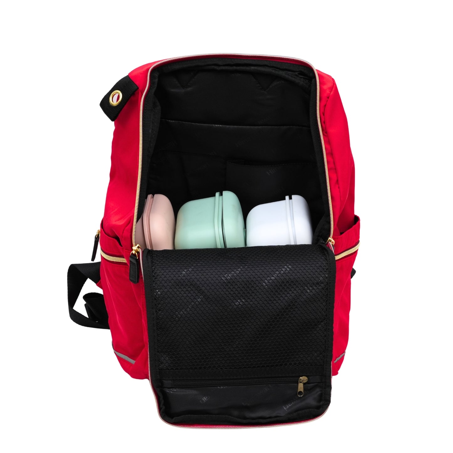 Red backpack for travel