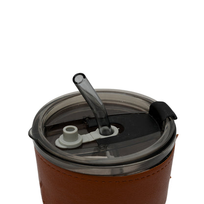 Reusable glass coffee sipper mugs with lid and multipurpose drinking glasses tumbler with leather cover