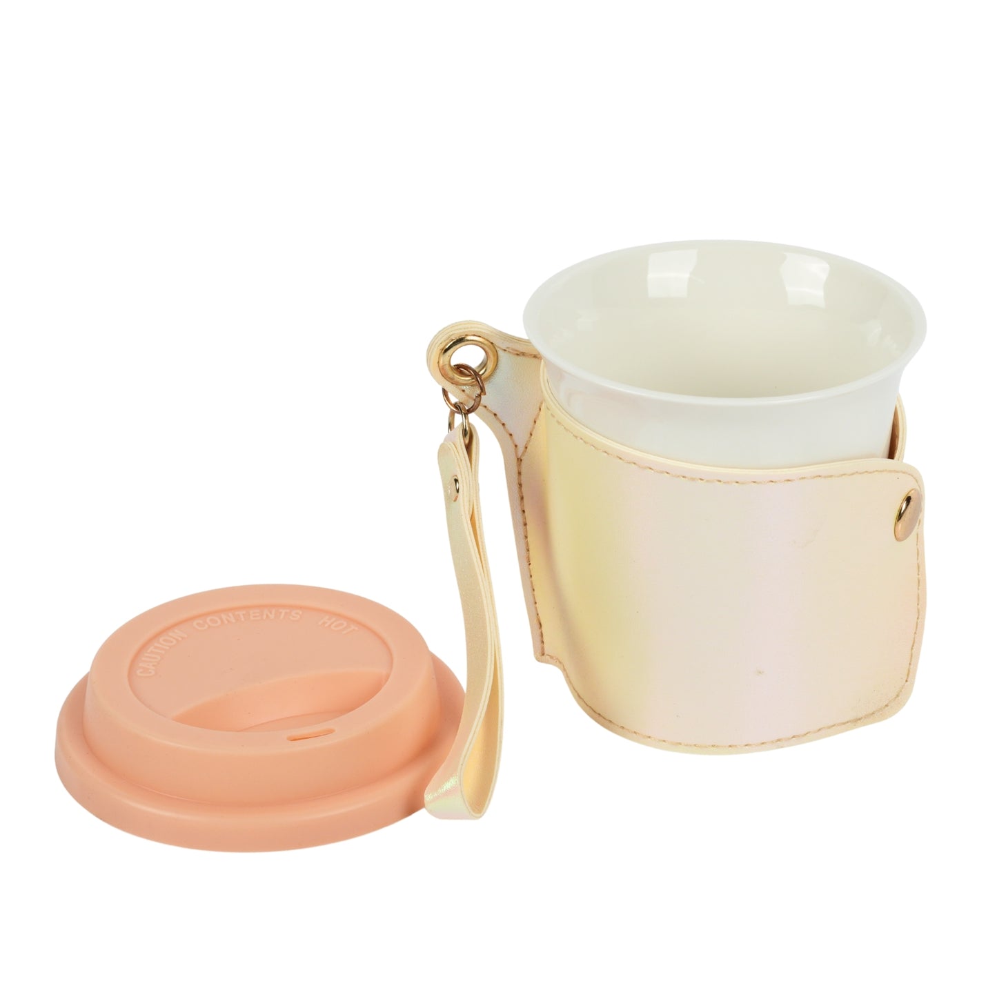 Ceramic Coffee Sipper With Leather Cover