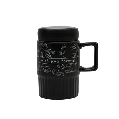 "With You Forever" Premium Ceramic Coffee Mug with Mirror Lid