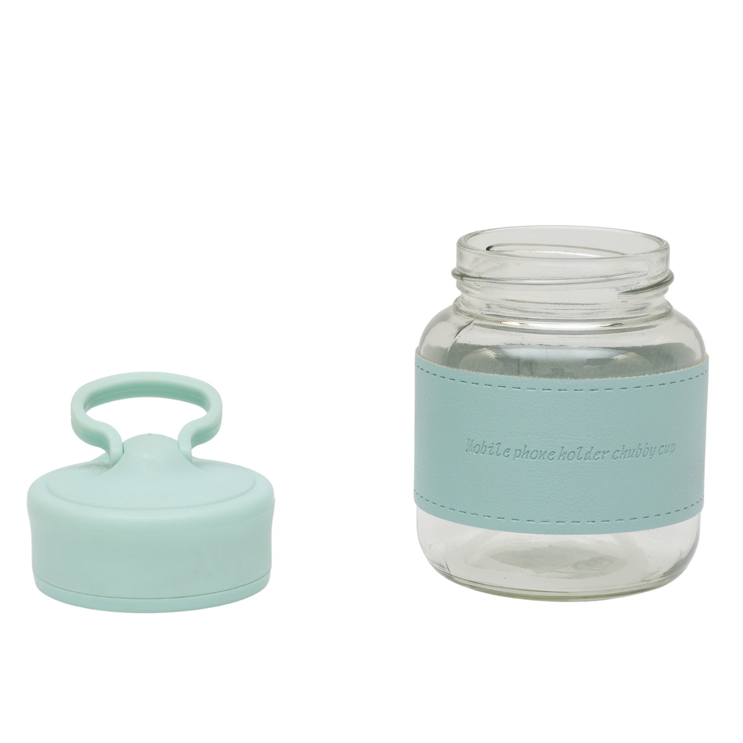 Chubby cute glass mug with holder