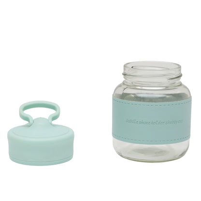 Chubby cute glass mug with holder