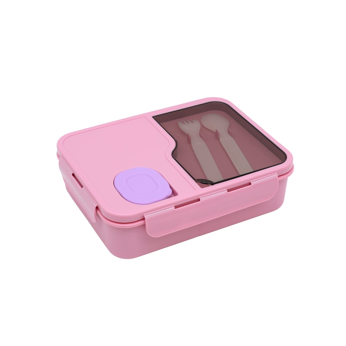 Pastel lunch box with spoon and transparency