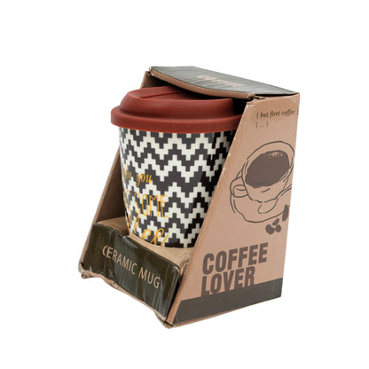 Kookee Ceramic Coffee & Tea Tall Tumbler with Silicone Lid