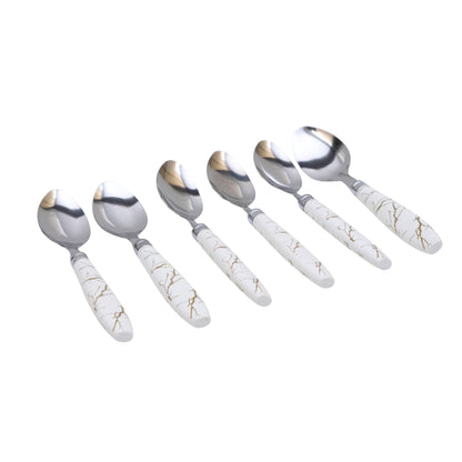Marble Ceramic Handle Stainless Steel Table Spoon Set (pack of 6)