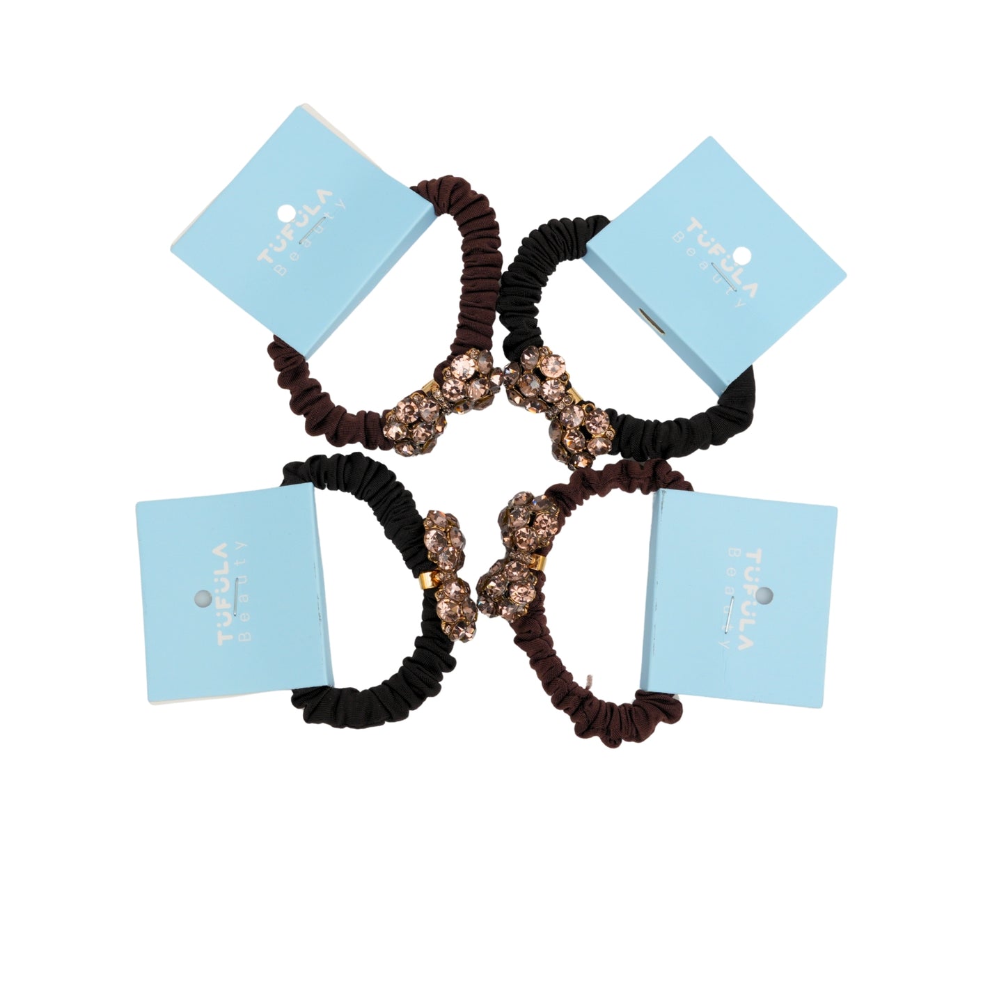 Mini Elastic Hair Ties - Coffee & Cream Collection ( Pack of 4)
