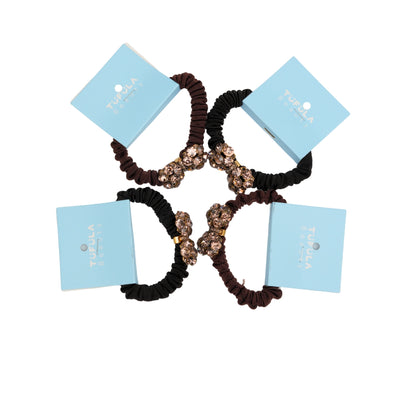 Mini Elastic Hair Ties - Coffee & Cream Collection ( Pack of 4)