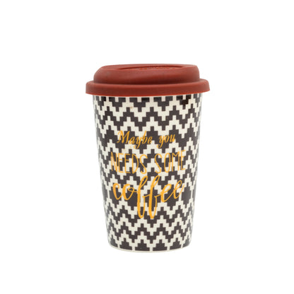 Kookee Ceramic Coffee & Tea Tall Tumbler with Silicone Lid