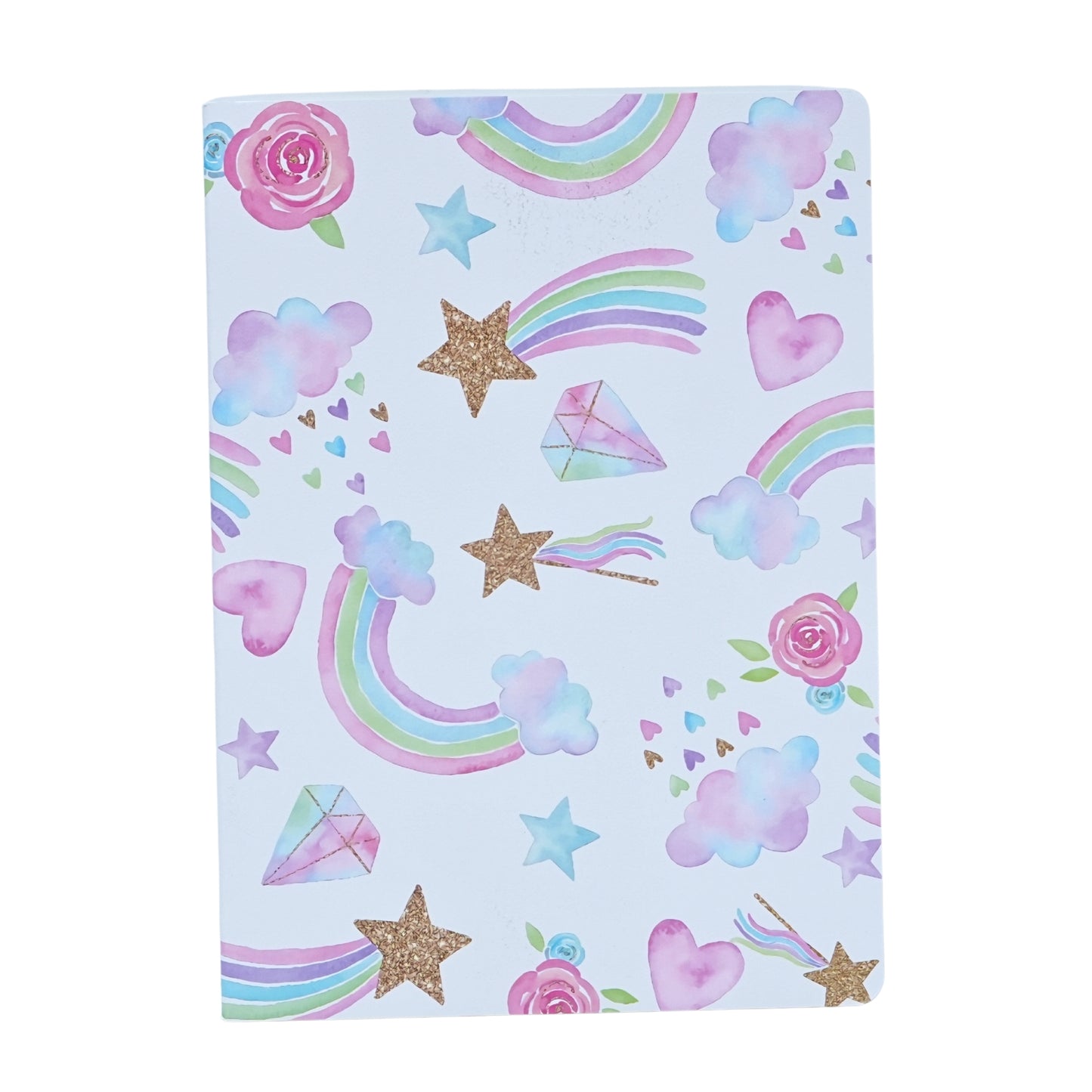 Cute girl aesthetic stars and rainbow style notebooks