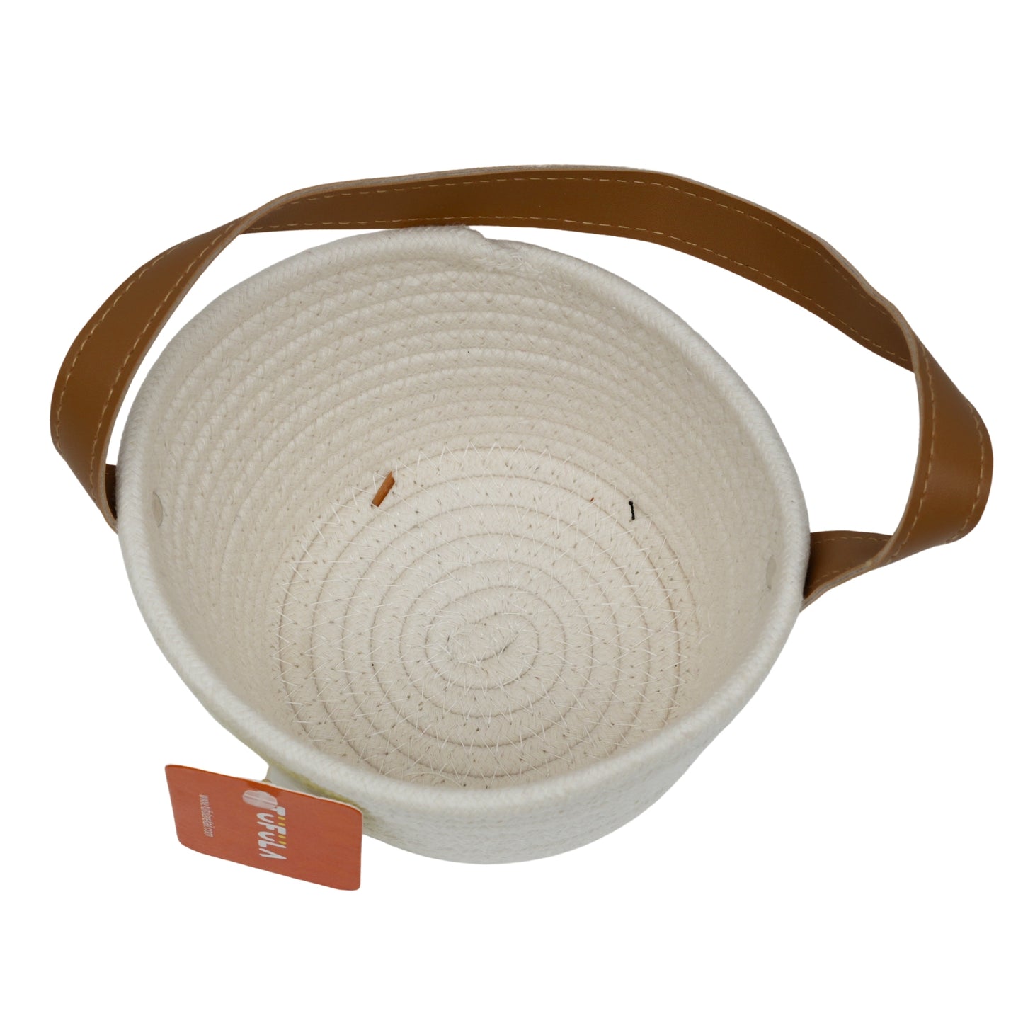 Cotton rope storage basket with handle