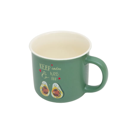 Couple avocado bone india coffee cup