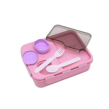Pastel lunch box with spoon and transparency