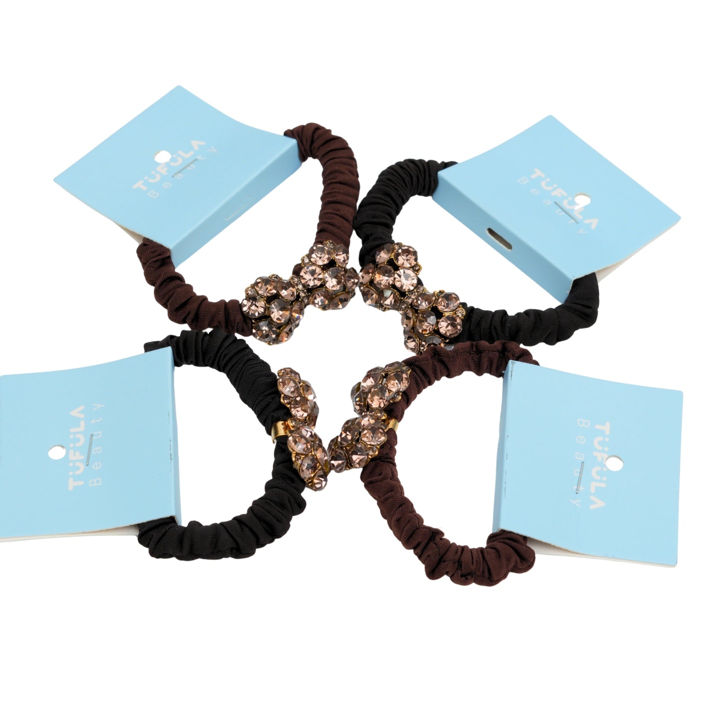 Mini Elastic Hair Ties - Coffee & Cream Collection ( Pack of 4)