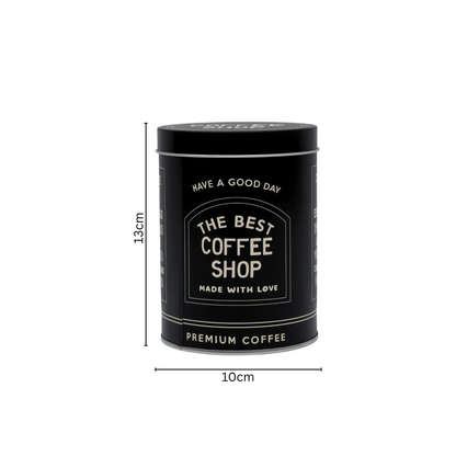 Vintage Black Metal Coffee Canister - Airtight Kitchen Storage Tin