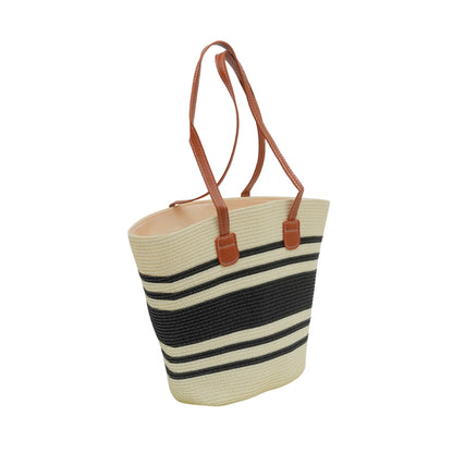 Large-capacity, handwoven handbag & cap