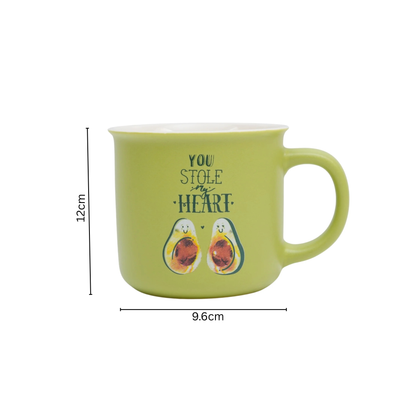 Couple avocado bone india coffee cup