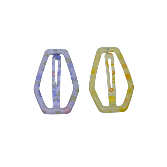 Floral Acetate Geometric Hair Clip Set