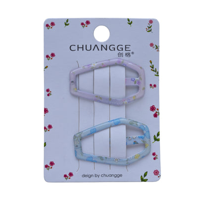 Floral Acetate Geometric Hair Clip Set