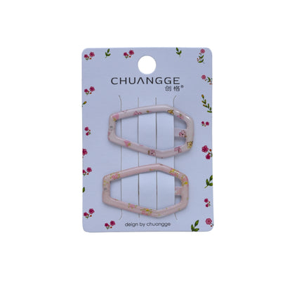 Floral Acetate Geometric Hair Clip Set