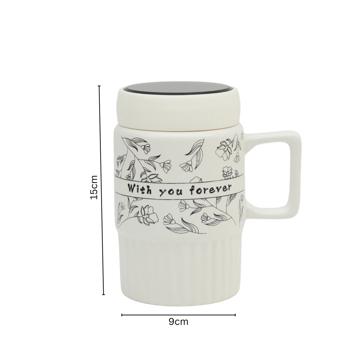 "With You Forever" Premium Ceramic Coffee Mug with Mirror Lid
