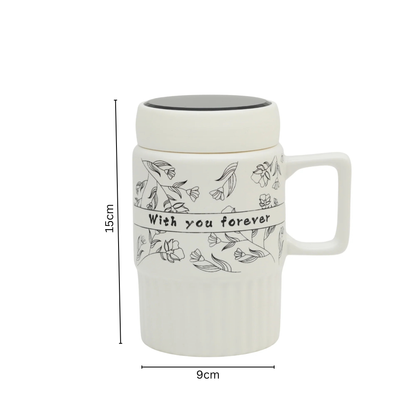 "With You Forever" Premium Ceramic Coffee Mug with Mirror Lid
