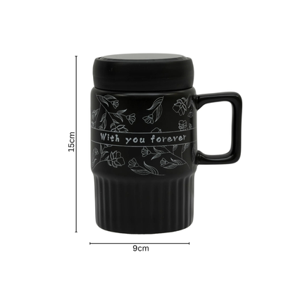 "With You Forever" Premium Ceramic Coffee Mug with Mirror Lid