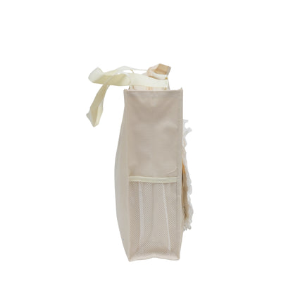 White heart fur at top tote bag for daily use
