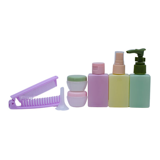 Mini Portable Cosmetic Container Set with Pump, Spray & Cream Jars